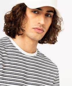 Tee-shirt à manches courtes en maille texturée à rayures homme